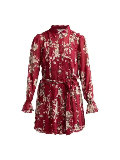 Cinq à Sept Women's Handsketched Floral Estelle Mini Dress - Berrywine Gardenia | Thumbnail 1 Cinq à Sept Women's Handsketched Floral Estelle Mini Dress - Berrywine Gardenia | Thumbnail 1