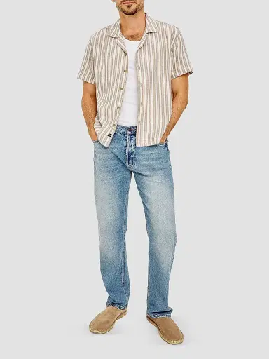Rails Men's Fielder Striped Cotton-Blend Camp Shirt - Khaki White Stripe | Thumbnail 2 Rails Men's Fielder Striped Cotton-Blend Camp Shirt - Khaki White Stripe | Thumbnail 2