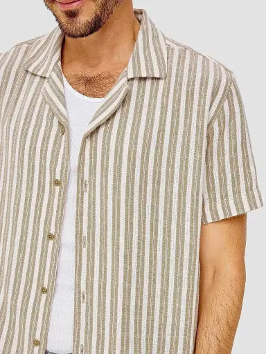 Rails Men's Fielder Striped Cotton-Blend Camp Shirt - Khaki White Stripe | Thumbnail 5 Rails Men's Fielder Striped Cotton-Blend Camp Shirt - Khaki White Stripe | Thumbnail 5