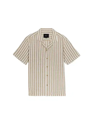 Rails Men's Fielder Striped Cotton-Blend Camp Shirt - Khaki White Stripe | Thumbnail 1 Rails Men's Fielder Striped Cotton-Blend Camp Shirt - Khaki White Stripe | Thumbnail 1
