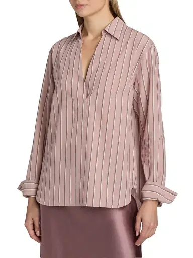 Vince Women's Relaxed Striped Cotton Long-Sleeve Shirt | Thumbnail 3 Vince Women's Relaxed Striped Cotton Long-Sleeve Shirt | Thumbnail 3