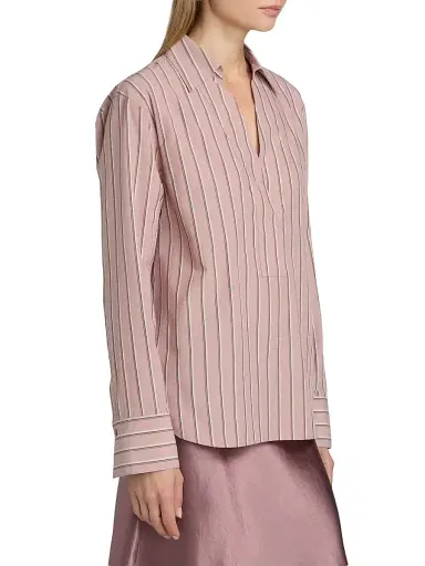 Vince Women's Relaxed Striped Cotton Long-Sleeve Shirt | Thumbnail 4 Vince Women's Relaxed Striped Cotton Long-Sleeve Shirt | Thumbnail 4