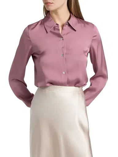 Vince Women's Slim-Fit Classic Shirt - Dusty Peony - Size XXS | Thumbnail 3 Vince Women's Slim-Fit Classic Shirt - Dusty Peony - Size XXS | Thumbnail 3