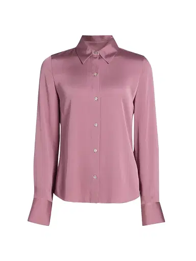 Vince Women's Slim-Fit Classic Shirt - Dusty Peony - Size XXS | Thumbnail 1 Vince Women's Slim-Fit Classic Shirt - Dusty Peony - Size XXS | Thumbnail 1