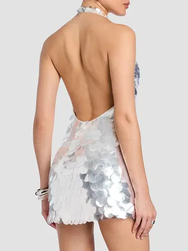 Retrofête Women's Bondera Sequin Halter Minidress - Silver | Thumbnail 3 Retrofête Women's Bondera Sequin Halter Minidress - Silver | Thumbnail 3