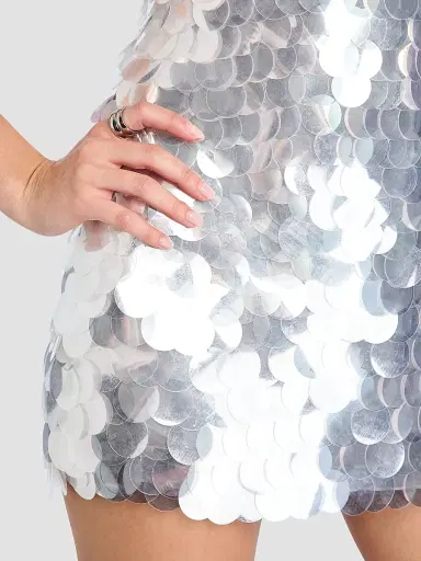 Retrofête Women's Bondera Sequin Halter Minidress - Silver | Thumbnail 6 Retrofête Women's Bondera Sequin Halter Minidress - Silver | Thumbnail 6