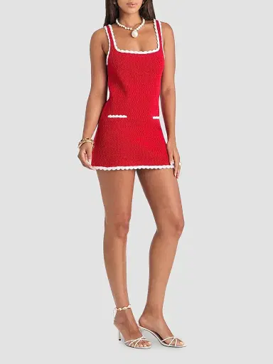 SEROYA Women's Brianna Two-Tone Knit Mini Dress - Derby Red Eggshell | Thumbnail 2 SEROYA Women's Brianna Two-Tone Knit Mini Dress - Derby Red Eggshell | Thumbnail 2