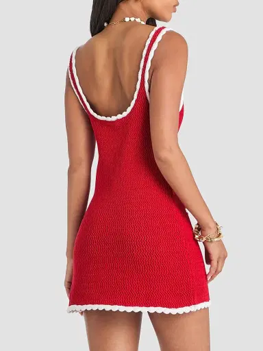 SEROYA Women's Brianna Two-Tone Knit Mini Dress - Derby Red Eggshell | Thumbnail 3 SEROYA Women's Brianna Two-Tone Knit Mini Dress - Derby Red Eggshell | Thumbnail 3