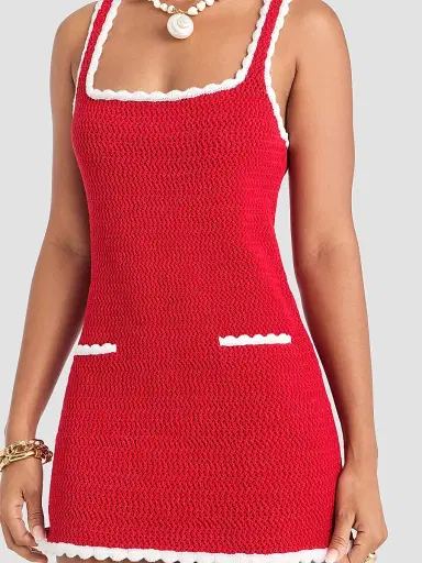 SEROYA Women's Brianna Two-Tone Knit Mini Dress - Derby Red Eggshell | Thumbnail 5 SEROYA Women's Brianna Two-Tone Knit Mini Dress - Derby Red Eggshell | Thumbnail 5