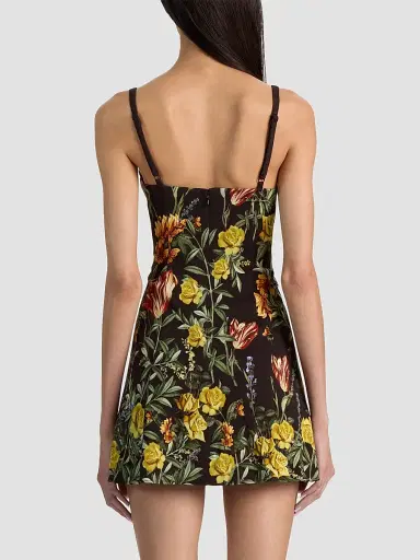 ALICE + OLIVIA Women's Julia Floral Print Mini Dress - Desert Sprigs Black | Thumbnail 3 ALICE + OLIVIA Women's Julia Floral Print Mini Dress - Desert Sprigs Black | Thumbnail 3