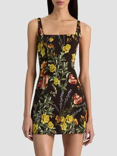 ALICE + OLIVIA Women's Julia Floral Print Mini Dress - Desert Sprigs Black | Thumbnail 4 ALICE + OLIVIA Women's Julia Floral Print Mini Dress - Desert Sprigs Black | Thumbnail 4