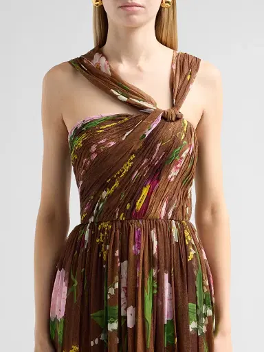 Oscar de la Renta Women's Mixed Botanical Silk Chiffon Gown | Thumbnail 5 Oscar de la Renta Women's Mixed Botanical Silk Chiffon Gown | Thumbnail 5
