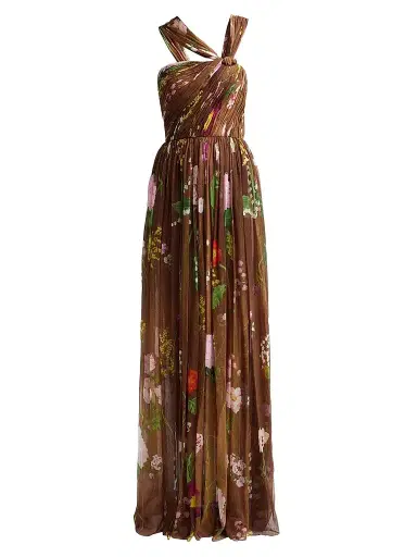 Oscar de la Renta Women's Mixed Botanical Silk Chiffon Gown | Thumbnail 1 Oscar de la Renta Women's Mixed Botanical Silk Chiffon Gown | Thumbnail 1