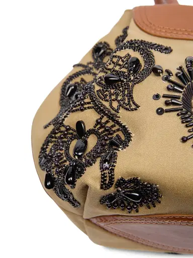 Dries Van Noten Women's Embellished Cotton Tote Bag - Camel | Thumbnail 7 Dries Van Noten Women's Embellished Cotton Tote Bag - Camel | Thumbnail 7