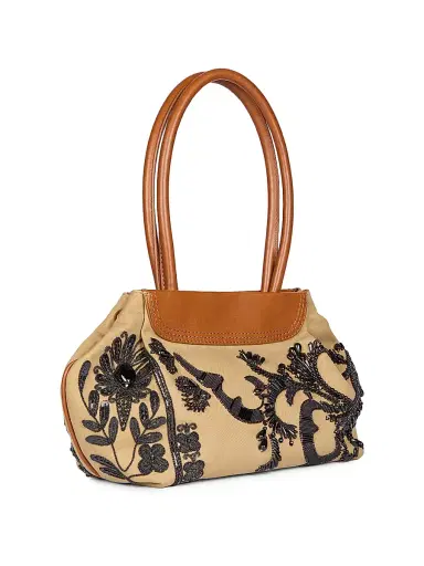 Dries Van Noten Women's Embellished Cotton Tote Bag - Camel | Thumbnail 8 Dries Van Noten Women's Embellished Cotton Tote Bag - Camel | Thumbnail 8