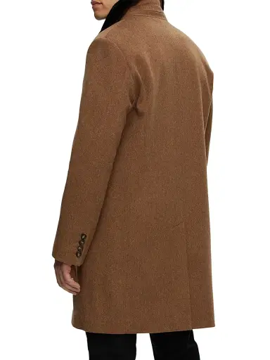 Gorski Men's Wool Stroller Coat with Shearling Trim - Camel | Thumbnail 4 Gorski Men's Wool Stroller Coat with Shearling Trim - Camel | Thumbnail 4