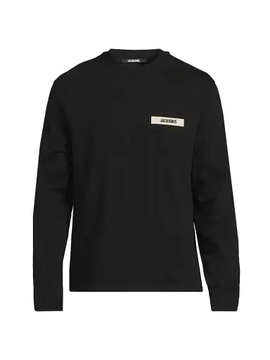 Jacquemus Men's Cotton Logo Long-Sleeve Shirt - Black - Size Small | Thumbnail 1 Jacquemus Men's Cotton Logo Long-Sleeve Shirt - Black - Size Small | Thumbnail 1