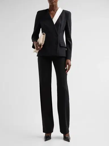 Chiara Boni La Petite Robe Women's Edris Two-Tone Blazer - Black White - Size 14 | Thumbnail 2 Chiara Boni La Petite Robe Women's Edris Two-Tone Blazer - Black White - Size 14 | Thumbnail 2