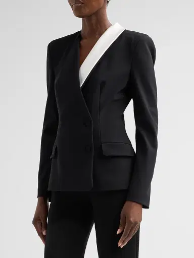 Chiara Boni La Petite Robe Women's Edris Two-Tone Blazer - Black White - Size 14 | Thumbnail 4 Chiara Boni La Petite Robe Women's Edris Two-Tone Blazer - Black White - Size 14 | Thumbnail 4