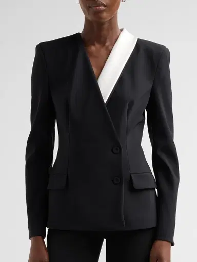 Chiara Boni La Petite Robe Women's Edris Two-Tone Blazer - Black White - Size 14 | Thumbnail 5 Chiara Boni La Petite Robe Women's Edris Two-Tone Blazer - Black White - Size 14 | Thumbnail 5