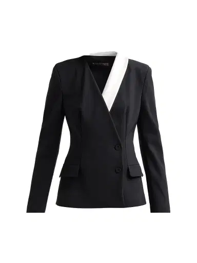 Chiara Boni La Petite Robe Women's Edris Two-Tone Blazer - Black White - Size 14 | Thumbnail 1 Chiara Boni La Petite Robe Women's Edris Two-Tone Blazer - Black White - Size 14 | Thumbnail 1