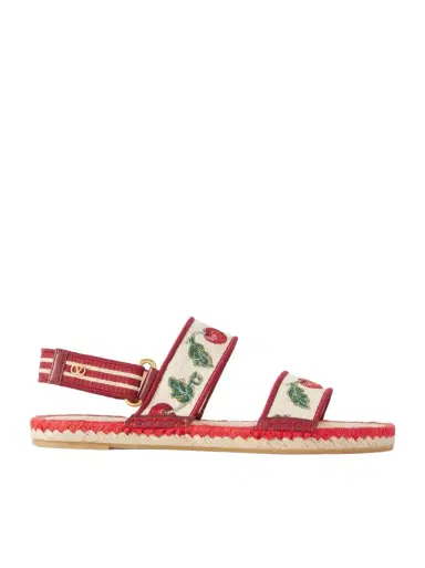Valentino Garavani Embroidered leather-trimmed raffia sandals | Thumbnail 1 Valentino Garavani Embroidered leather-trimmed raffia sandals | Thumbnail 1