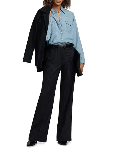 Nili Lotan Women's Travis Cotton Chambray Shirt | Thumbnail 2 Nili Lotan Women's Travis Cotton Chambray Shirt | Thumbnail 2