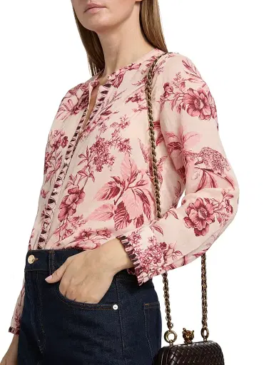 Johnny Was Women's Printed Ruffle-Cuff Blouse | Thumbnail 6 Johnny Was Women's Printed Ruffle-Cuff Blouse | Thumbnail 6