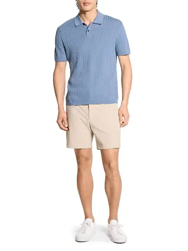 Theory Men's Cable-Knit Polo Shirt - Powder Blue | Thumbnail 2 Theory Men's Cable-Knit Polo Shirt - Powder Blue | Thumbnail 2