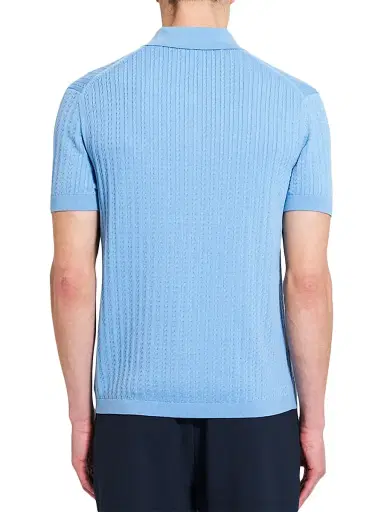 Theory Men's Cable-Knit Polo Shirt - Powder Blue | Thumbnail 3 Theory Men's Cable-Knit Polo Shirt - Powder Blue | Thumbnail 3