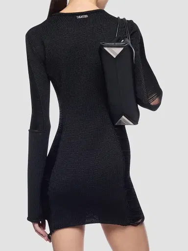 The Attico Women's Distressed Knit Mini Dress - Black - Size 10 | Thumbnail 3 The Attico Women's Distressed Knit Mini Dress - Black - Size 10 | Thumbnail 3