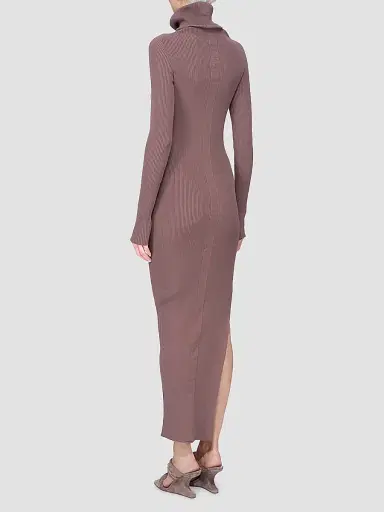 Rick Owens Women's Rib-Knit Turtleneck Maxi Dress - Grape | Thumbnail 2 Rick Owens Women's Rib-Knit Turtleneck Maxi Dress - Grape | Thumbnail 2