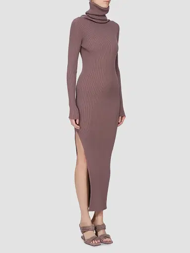 Rick Owens Women's Rib-Knit Turtleneck Maxi Dress - Grape | Thumbnail 3 Rick Owens Women's Rib-Knit Turtleneck Maxi Dress - Grape | Thumbnail 3