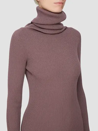 Rick Owens Women's Rib-Knit Turtleneck Maxi Dress - Grape | Thumbnail 4 Rick Owens Women's Rib-Knit Turtleneck Maxi Dress - Grape | Thumbnail 4