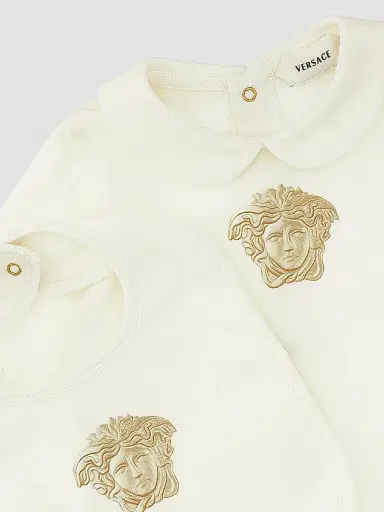 Versace Unisex Baby's Medusa Bib & Footie Set | Thumbnail 3 Versace Unisex Baby's Medusa Bib & Footie Set | Thumbnail 3