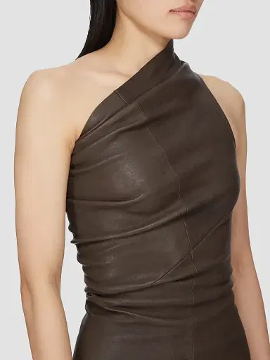 Rick Owens Women's Athena Leather-Blend One-Shoulder Tank | Thumbnail 3 Rick Owens Women's Athena Leather-Blend One-Shoulder Tank | Thumbnail 3