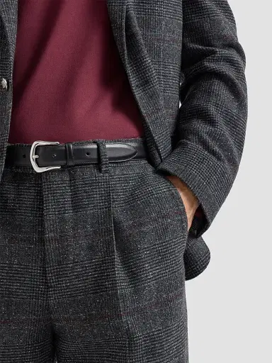 Brunello Cucinelli Men's Calfskin Belt - Black | Thumbnail 3 Brunello Cucinelli Men's Calfskin Belt - Black | Thumbnail 3