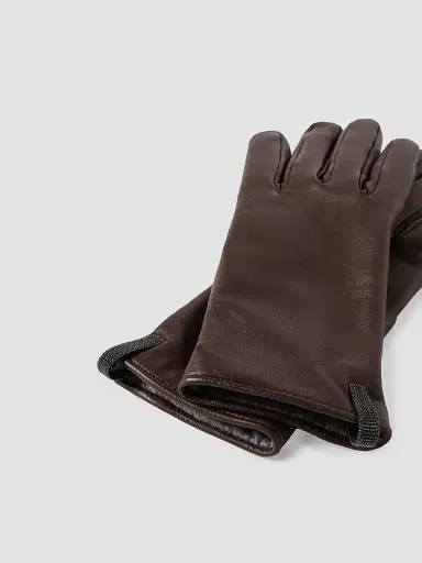 Brunello Cucinelli Women's Nappa Leather Gloves with Monili | Thumbnail 3 Brunello Cucinelli Women's Nappa Leather Gloves with Monili | Thumbnail 3