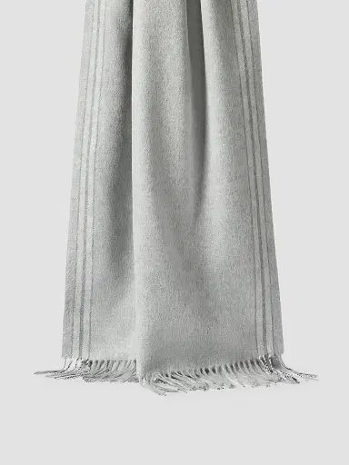 Brunello Cucinelli Men's Silk Scarf with Selvedge - Light Grey | Thumbnail 2 Brunello Cucinelli Men's Silk Scarf with Selvedge - Light Grey | Thumbnail 2