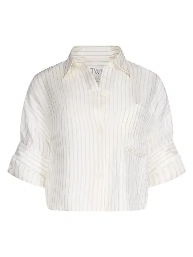 TWP Women's Next Ex Striped Silk-Blend Shirt - Ivory Blue - Size Medium | Thumbnail 1 TWP Women's Next Ex Striped Silk-Blend Shirt - Ivory Blue - Size Medium | Thumbnail 1