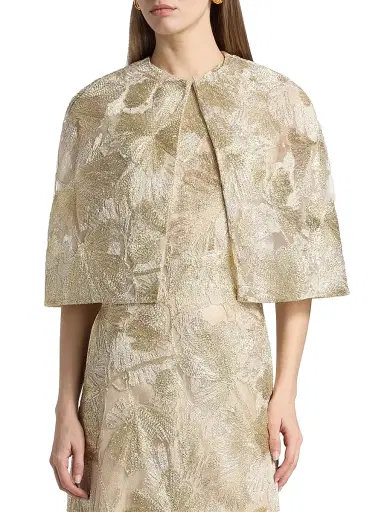 Reem Acra Women's Raffia Metallic Capelet | Thumbnail 3 Reem Acra Women's Raffia Metallic Capelet | Thumbnail 3