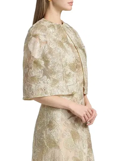 Reem Acra Women's Raffia Metallic Capelet | Thumbnail 4 Reem Acra Women's Raffia Metallic Capelet | Thumbnail 4