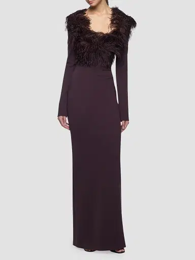 The Attico Women's Feather-Trim Maxi Dress | Thumbnail 2 The Attico Women's Feather-Trim Maxi Dress | Thumbnail 2