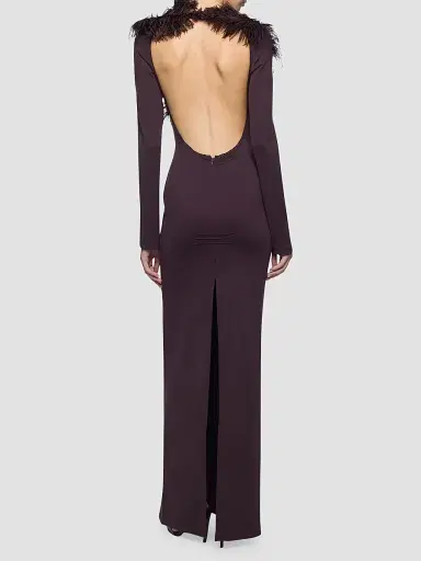 The Attico Women's Feather-Trim Maxi Dress | Thumbnail 3 The Attico Women's Feather-Trim Maxi Dress | Thumbnail 3