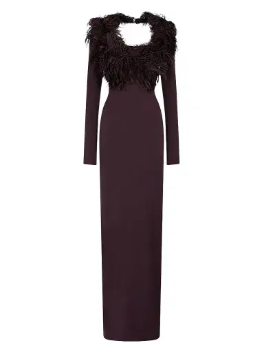 The Attico Women's Feather-Trim Maxi Dress | Thumbnail 1 The Attico Women's Feather-Trim Maxi Dress | Thumbnail 1
