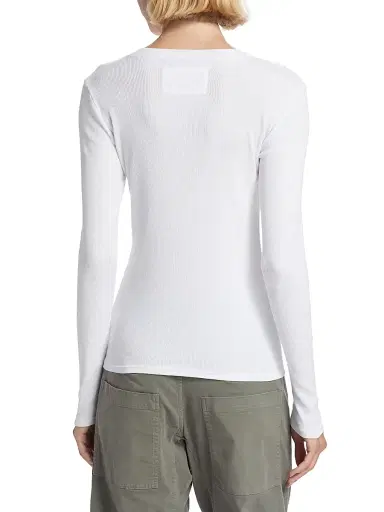 Nili Lotan Women's Jordan Rib-Knit Henley Top - White - Size Large | Thumbnail 5 Nili Lotan Women's Jordan Rib-Knit Henley Top - White - Size Large | Thumbnail 5