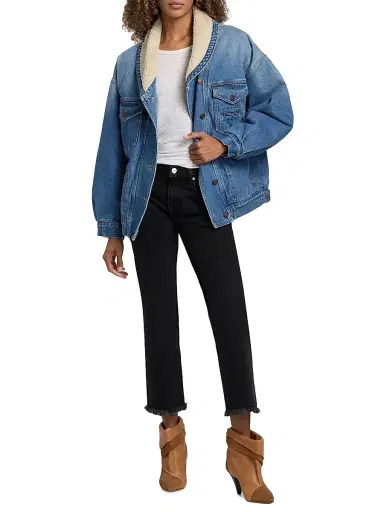 Isabel Marant Women's Pimia Sherpa-Collar Denim Jacket - Light Blue - Size 10 | Thumbnail 2 Isabel Marant Women's Pimia Sherpa-Collar Denim Jacket - Light Blue - Size 10 | Thumbnail 2