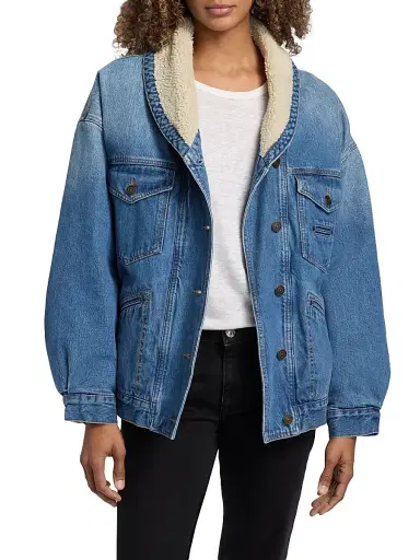 Isabel Marant Women's Pimia Sherpa-Collar Denim Jacket - Light Blue - Size 10 | Thumbnail 3 Isabel Marant Women's Pimia Sherpa-Collar Denim Jacket - Light Blue - Size 10 | Thumbnail 3
