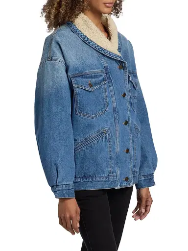 Isabel Marant Women's Pimia Sherpa-Collar Denim Jacket - Light Blue - Size 10 | Thumbnail 4 Isabel Marant Women's Pimia Sherpa-Collar Denim Jacket - Light Blue - Size 10 | Thumbnail 4