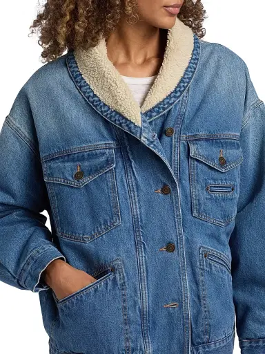 Isabel Marant Women's Pimia Sherpa-Collar Denim Jacket - Light Blue - Size 10 | Thumbnail 6 Isabel Marant Women's Pimia Sherpa-Collar Denim Jacket - Light Blue - Size 10 | Thumbnail 6
